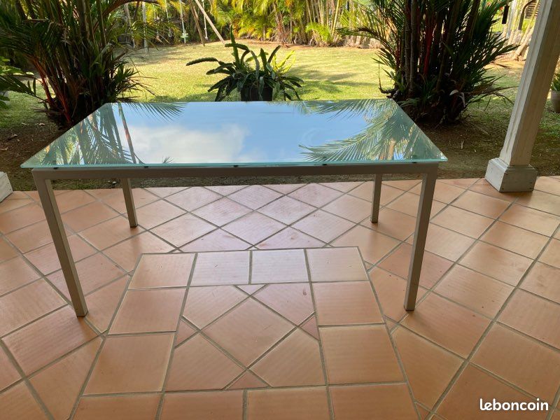 Grande table en verre et acier 160x90 (image 1)