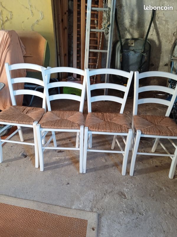 Lot de 4 chaises en bis et paille (image 4)
