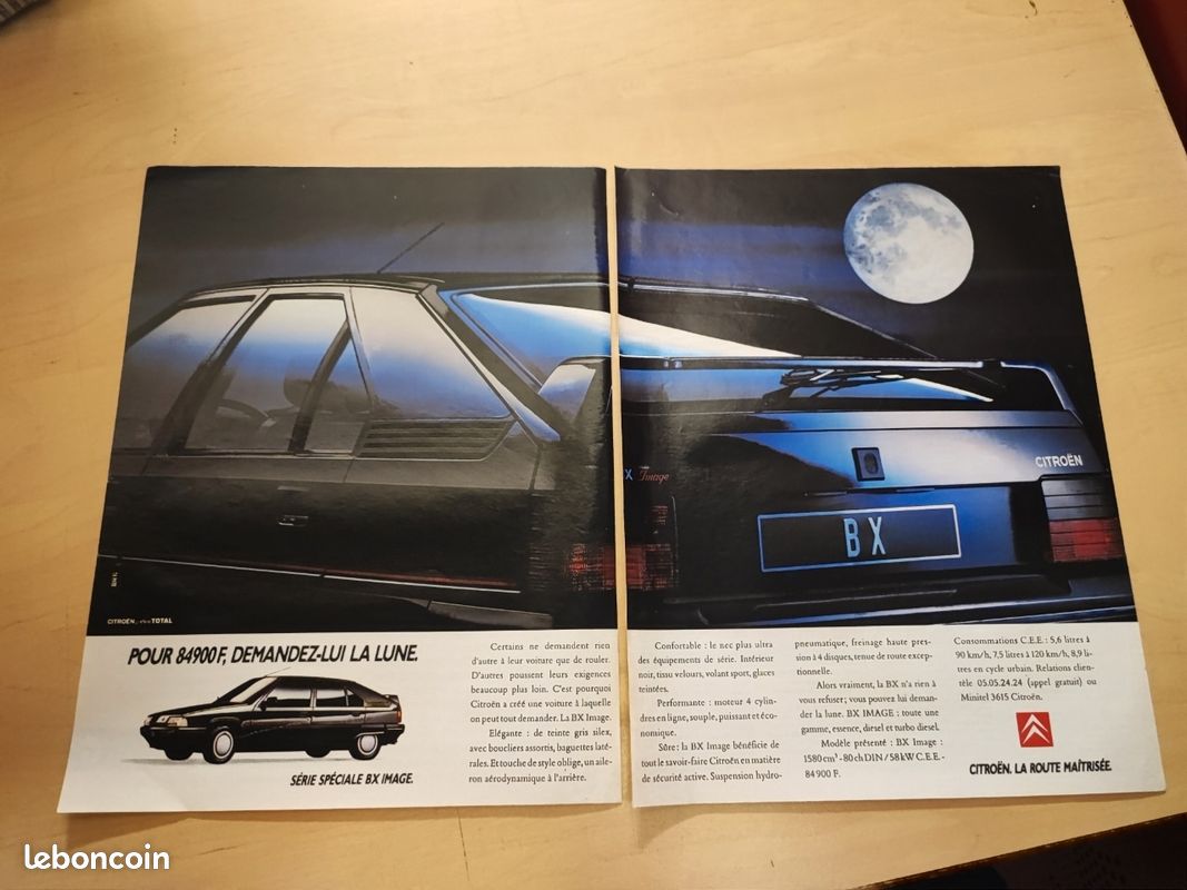Affiche page publicitaire vintage Citroën BX Image en 2 pages de 1990 (image 1)
