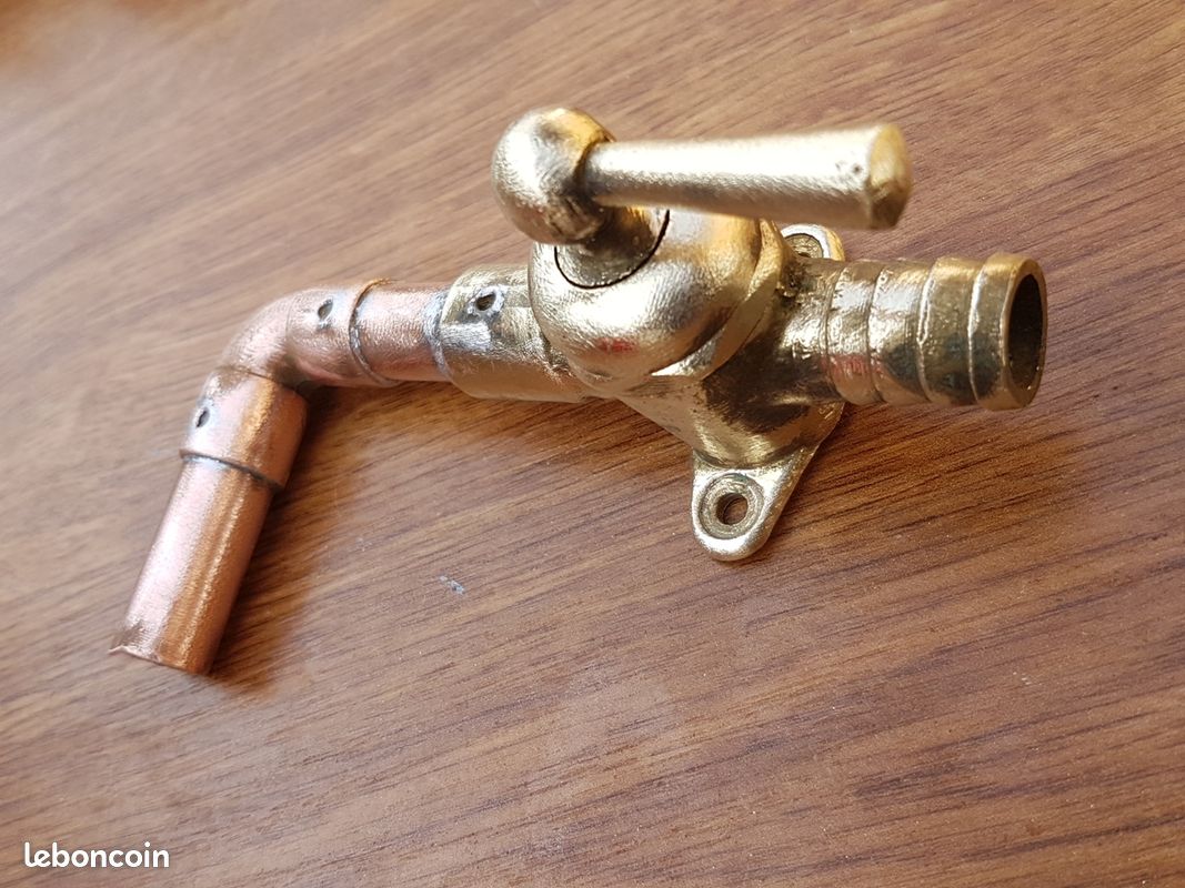 Ancien robinet gaz laiton / bronze Old brass tap (image 6)