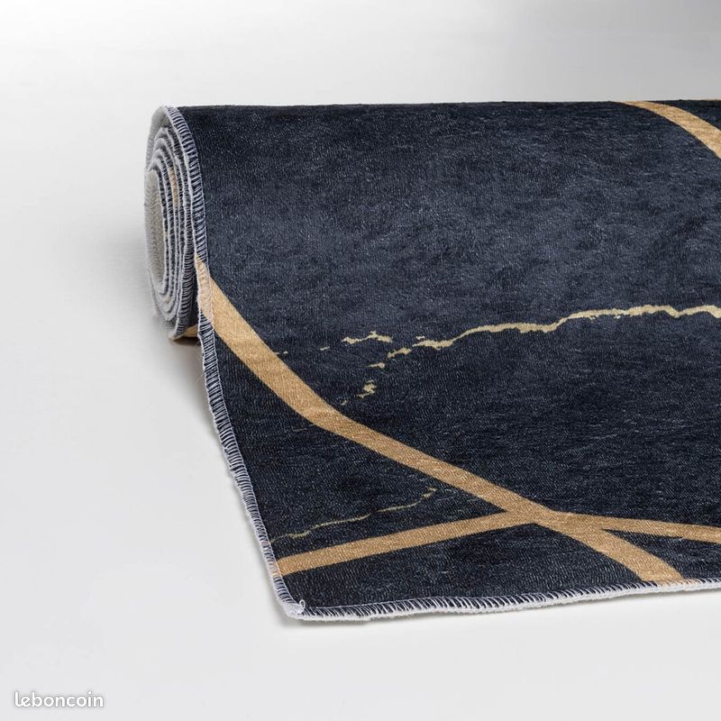 Tapis scandinave noir lavable en machine plat graphique Malines Noir 180x280 (image 7)