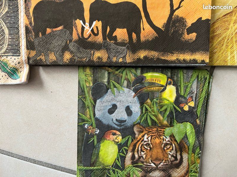 Lot De 20 Serviettes En Papier Serengeti Motif Animaux Afrique - 33x33 Cm Triple Épaisseur
