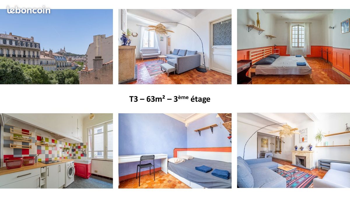 Appartement 3 pièces 63 m² · à Marseille · 63 m² · 1 250 €