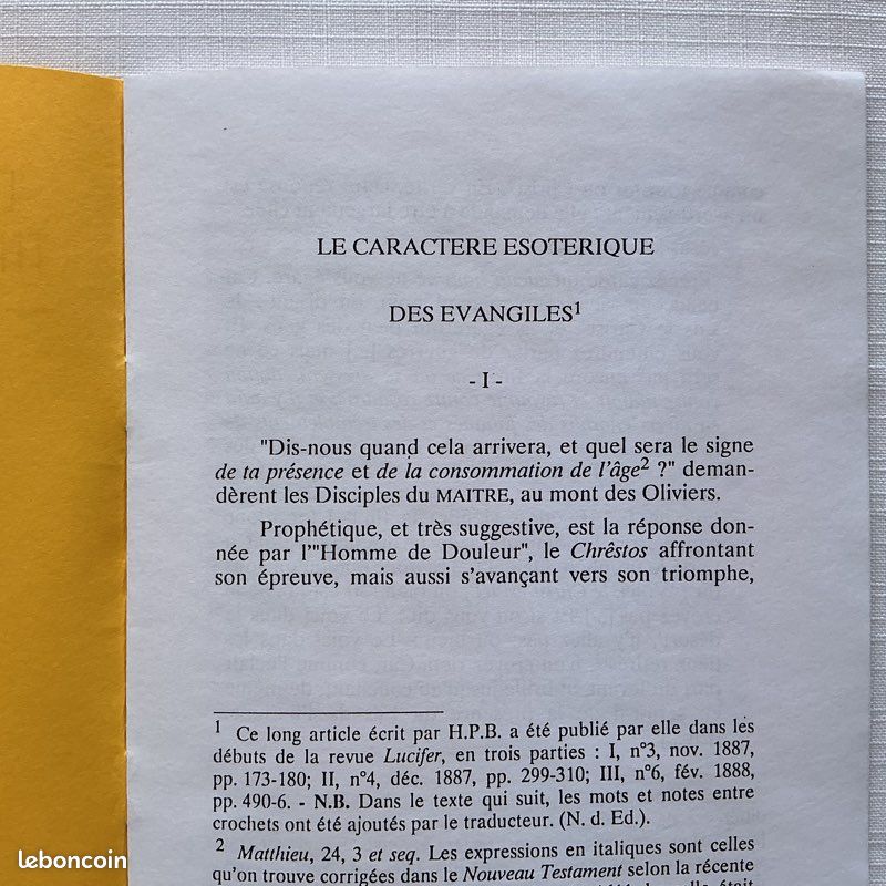 Le caractère ésotérique des Évangiles. H.P. Blavatsky. Les Cahiers Théosophiques N°162, 163 et 164 (image 5)