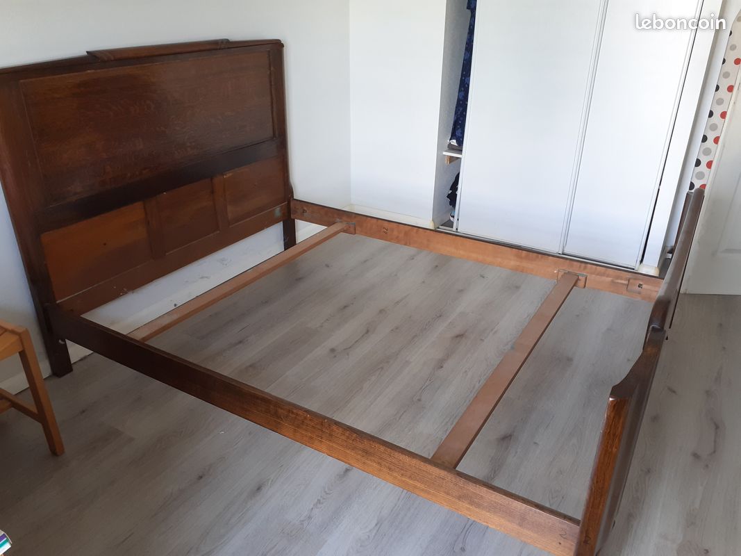 Vends lit de 140 style Art déco, époque 1930/40 en chêne massif verni (image 2)