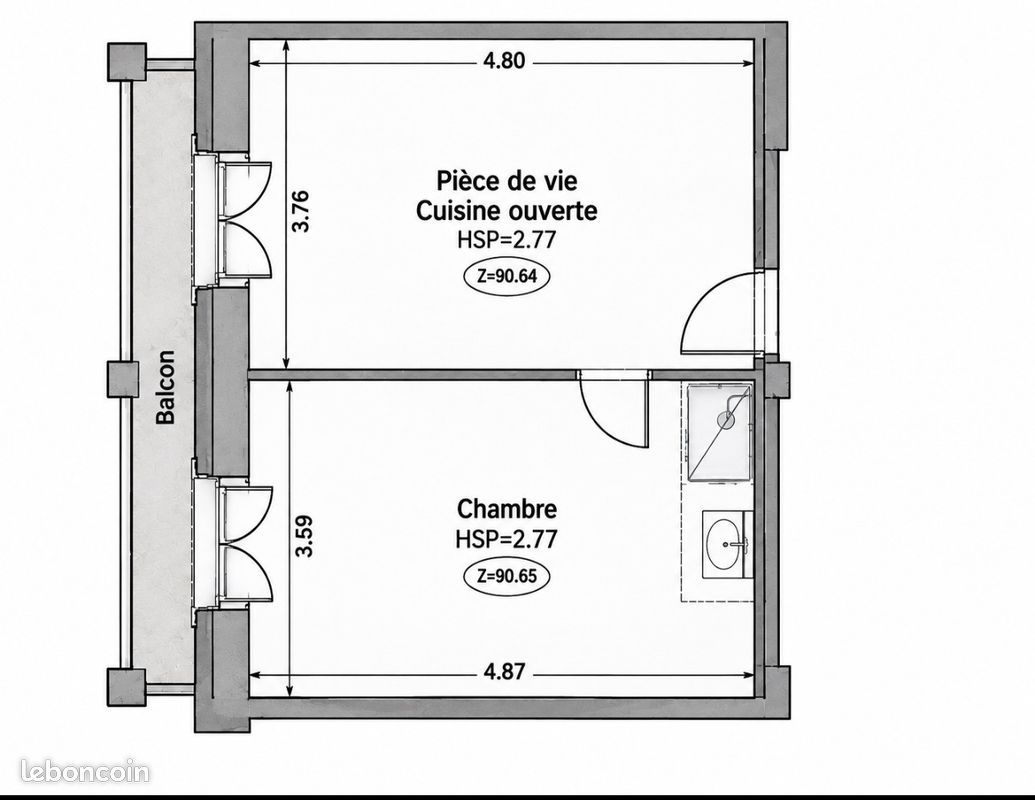 Appartement 2 pièces 36 m² · à Villeneuve-de-Marsan · 36 m² · 49 000 €