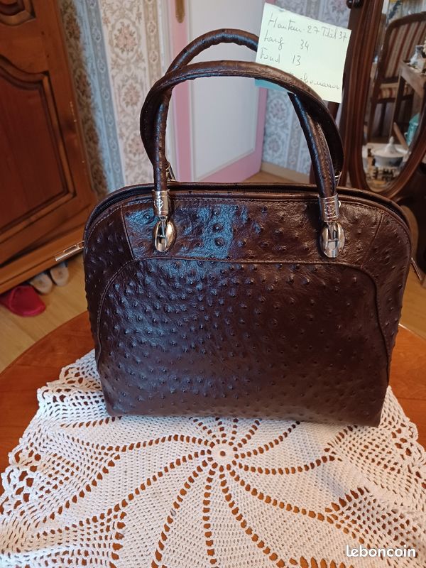 Sac marron cuir autruche (image 1)