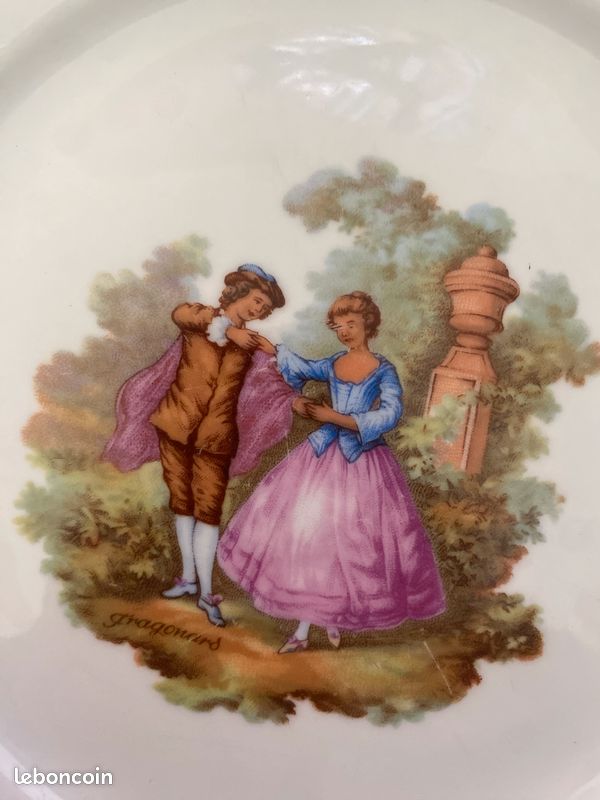 Lot De 4 Assiettes Fragonard 'Les Éléments' - Porcelaine ∅20,5cm - Élégantes
