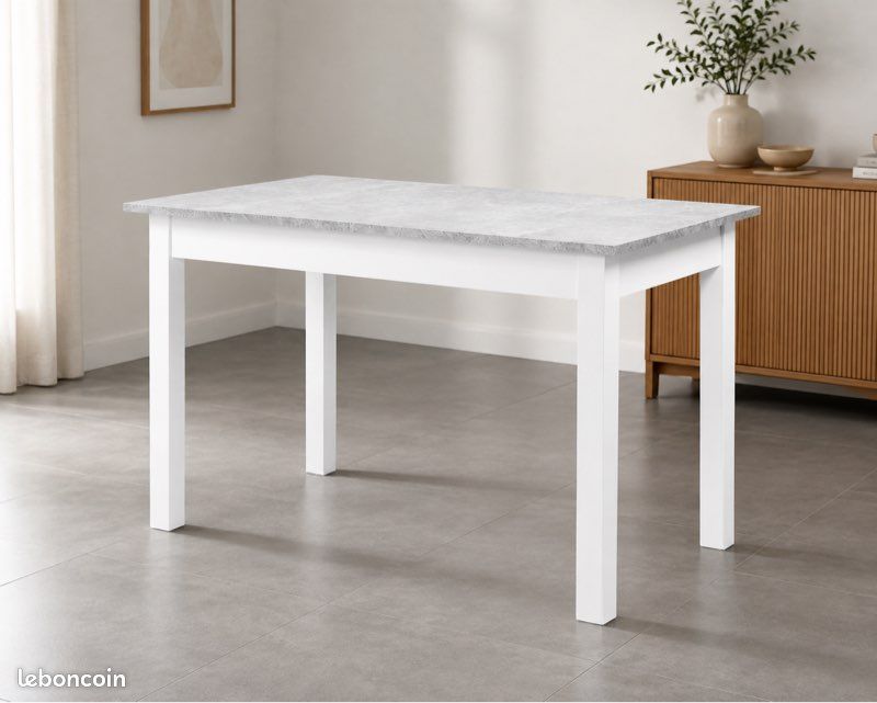 Table extensible BUT DORA Imitation béton et blanc (image 1)