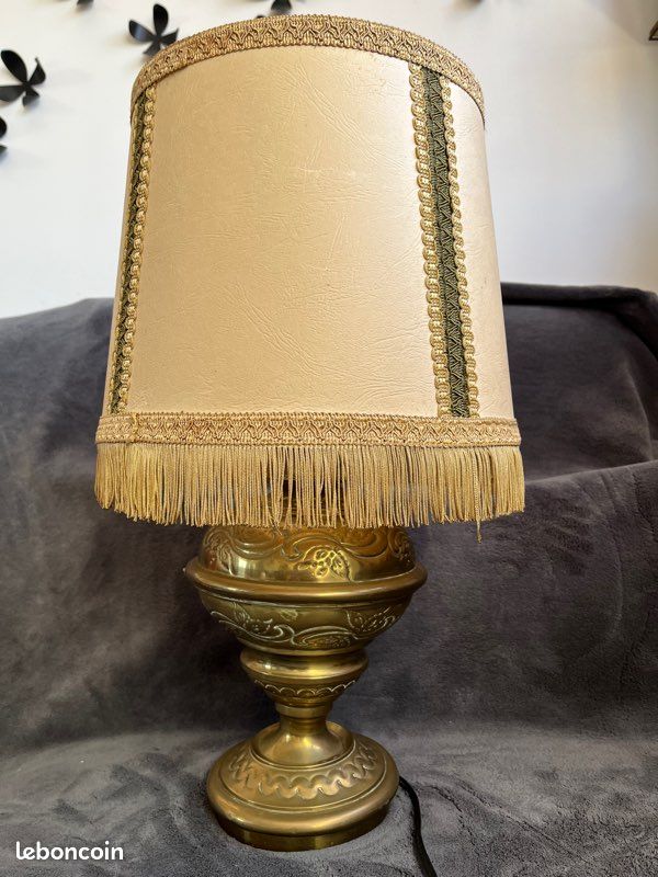 Lampe ancienne pied cuivre (image 1)