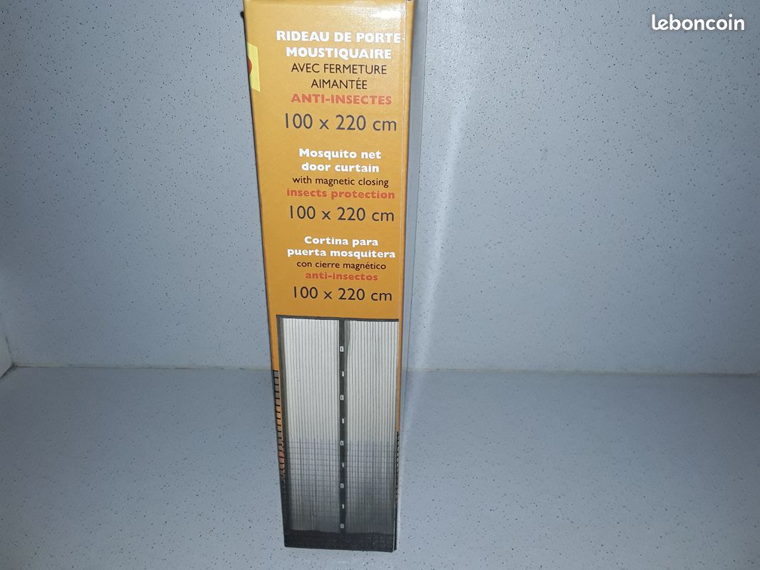 Moustiquaire magnétique sans perçage 100x220 cm gris (image 2)