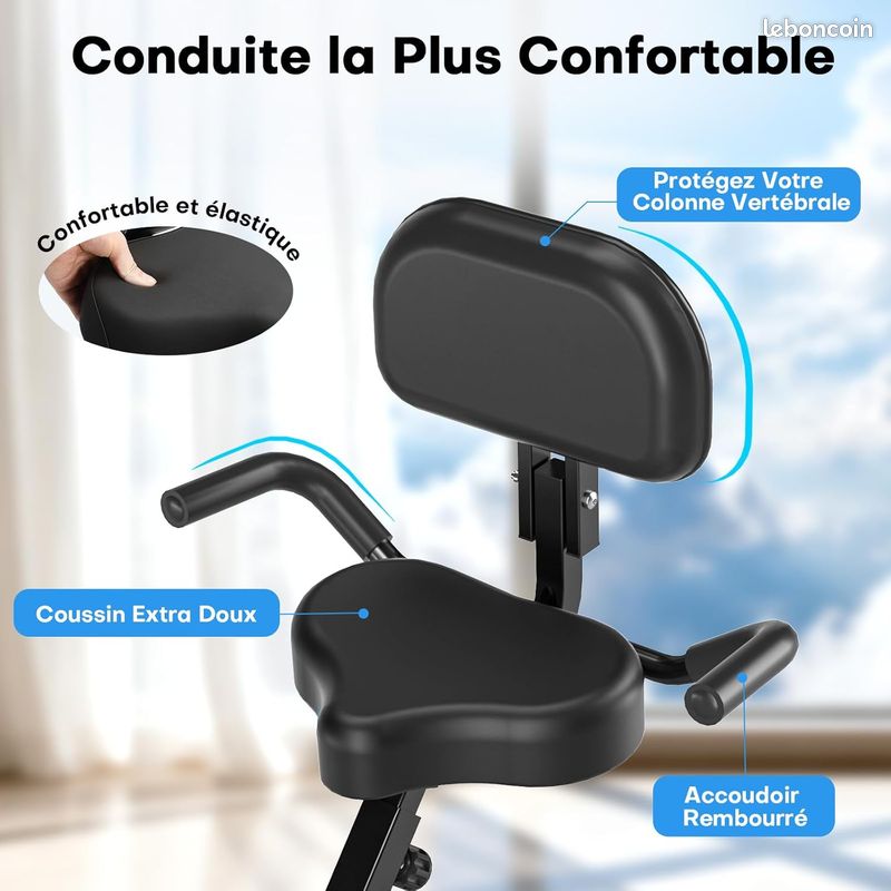 Velo D'exercice D'Appartement Pliable Et Mesure Du Pouls Manuel 16 Niveaux De Résistance Avec Support Pour Tablette Rangement Pliable Capacité 150/ 160KG NEUF - Sport & Plein Air