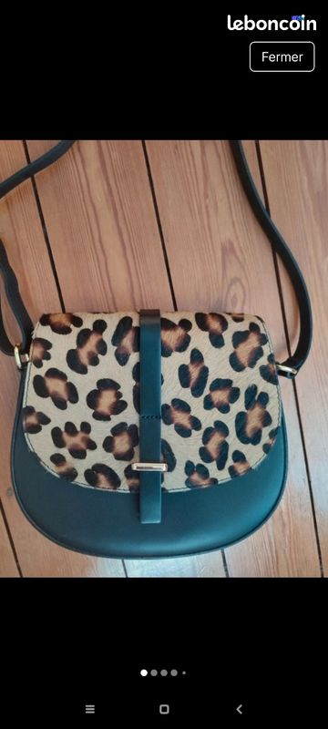 Sac cuir noir léopard (image 1)