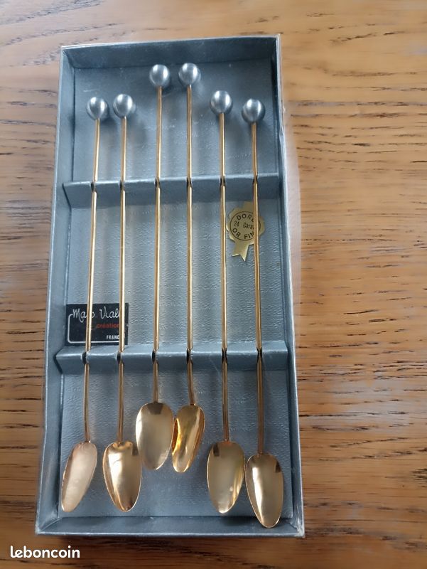 Glasmark KROSNO 1992 Lot de 6 cuillères à café, cuillères à cocktail, cuillères à dessert, cuillères à glace, passent au lave-vaisselle, argentées, en acier inoxydable