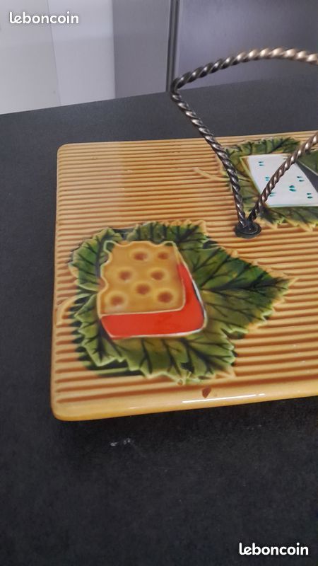 Plateau à Fromages Vintage VERCERAM ? – Jaune Orangé Nervuré Et Couteau