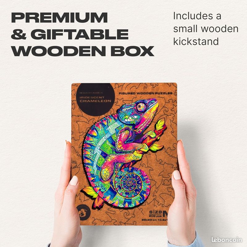 UNIDRAGON Original Puzzle en Bois — Caméléon Iridescent, 202 Teile, Moyenne 10.2 x 13 Pouces (26 x 33 cm) Bel Emballage Cadeau, Forme Unique Meilleur Cadeau pour Adultes et Enfants (image 6)