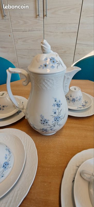 Soucoupe Arzberg Form 1382 - Porcelaine 14cm - Fleurs Bleues - Pour Tasse Café 21cl