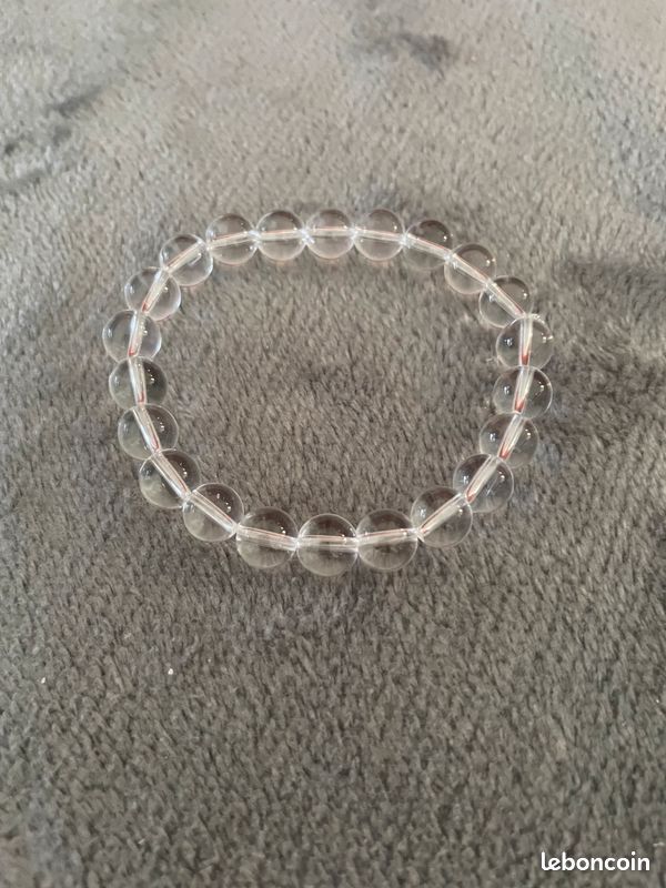Bracelet De Perles Transparentes Et Blanc Cassé - Largeur 6cm - Occasion Très Bon état