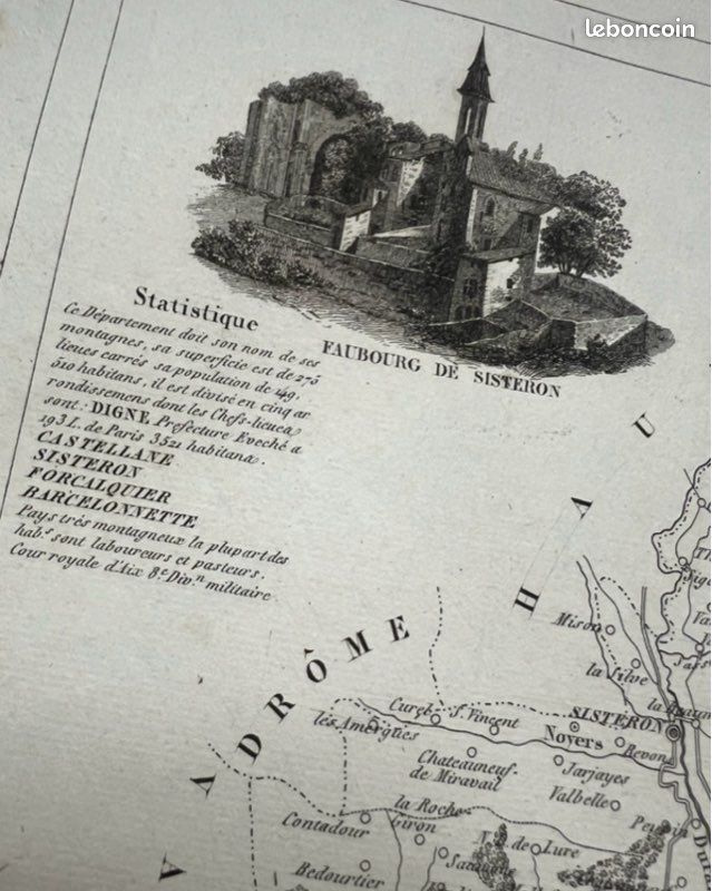 Carte ancienne du département des Basses Alpes - Digne (image 2)
