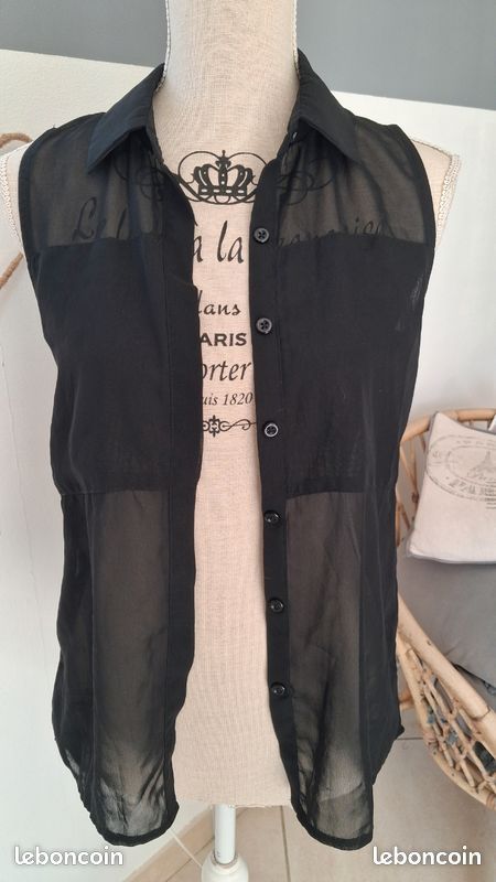Chemisier Noir VODUM Sans Manches - Taille 36 - Femme - Occasion Quasi Neuf
