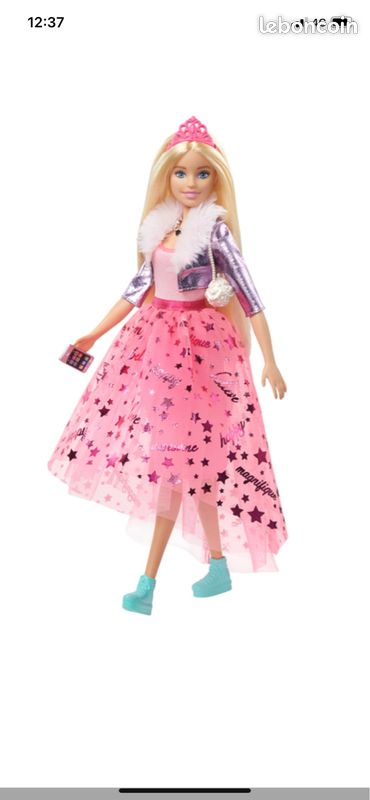 Barbie Royal Adventure – Poupée Blonde Avec Jupe Tulle Rose, Blouson Métallisé, Baskets – Chiot Et Accessoires Inclus – Dès 3 Ans – GML76