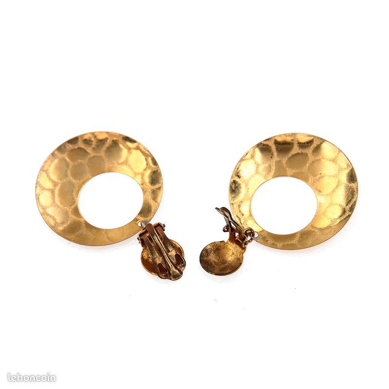 Boucles D'oreilles Clips Vintage En Métal Doré - Style Années 80 - Neuf Avec Petits Défauts
