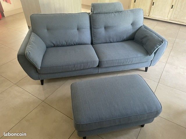 Banquette tissu bleu (image 1)