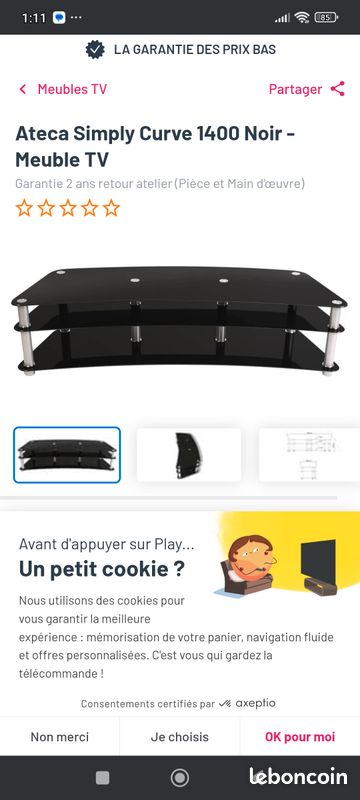 Meuble TV en verre noir (image 2)