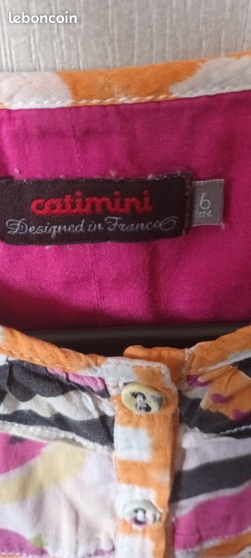 Robe Pour Fille Catimini - Taille 6 Ans - Bleue - Style T-Shirt - Occasion Très Bon État