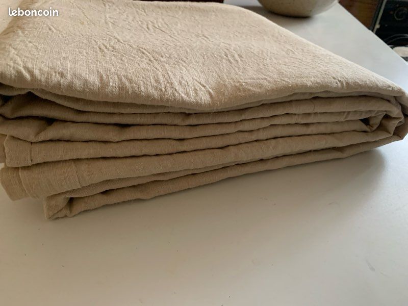 Drap en lin marqué MB - Grand monogramme brodé main - Linge ancien | Maison du linge ancien