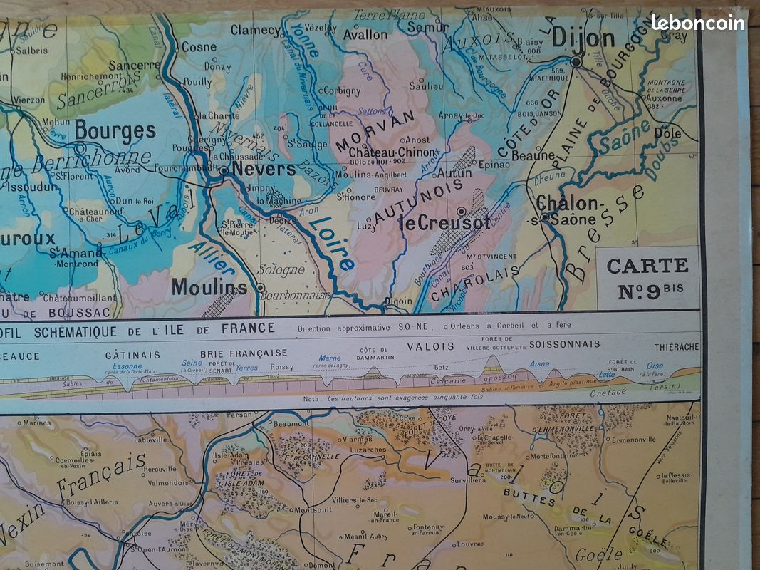 PS2 Ancienne carte scolaire Hatier Les régions naturelles de France - N°9 -9Bis (carte double) Bassin Parisien par Paul Kaeppelin (image 9)
