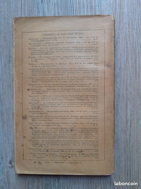 La chimie des vins. Les vins naturels,les vins manipulés et falsifiés par Antoine de Saporta 1889 (image 2)