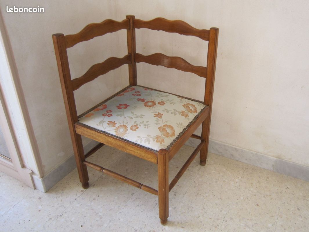 CHAISE D’ANGLE en BOIS « COIN du FEU » (f) (image 1)