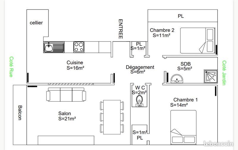 Appartement 3 pièces 80 m² · à Perpignan · 80 m² · 800 €