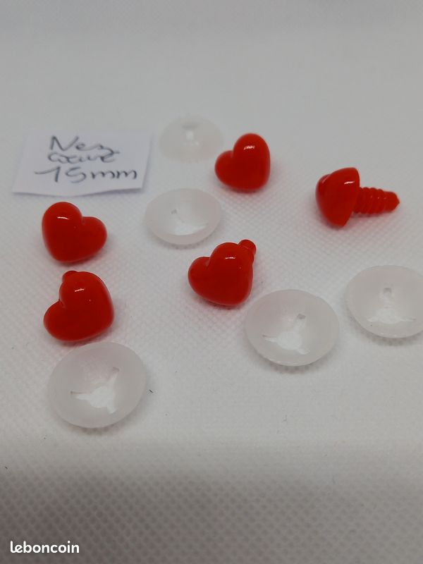 Lot de 5 cœurs rouge de sécurité 15 mm (image 2)