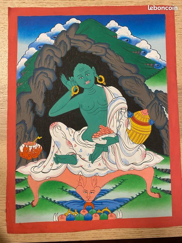 Gandhanra Thangka Tibétain - Amitayus Thangka - Peinture Tantrique Bouddha à Dorure - Tapisserie Mural pour Décoration Zen - Méditation et Relaxation Spirituelle