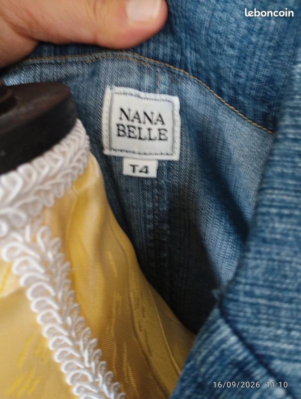 Veste en jean bleu délavé Nana Belle - Col tailleur et poches plaquées - XXL (image 9)