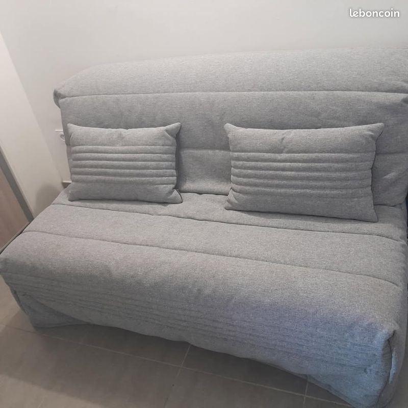Canapé BZ tissu matelas 15 cm Guidel CAMIF-140 x 200 cm-Gris Foncé | Leroy Merlin