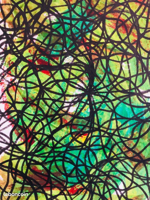 Tableau art abstrait A3 peinture, végétale (image 3)