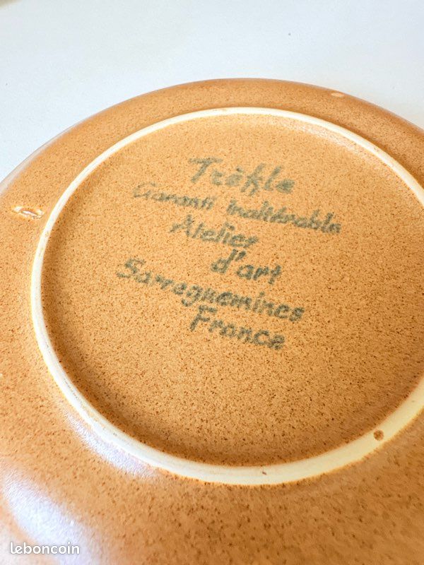 Service à café/thé Sarreguemines Trèfle en grès – 10 tasses – Vintage (image 15)