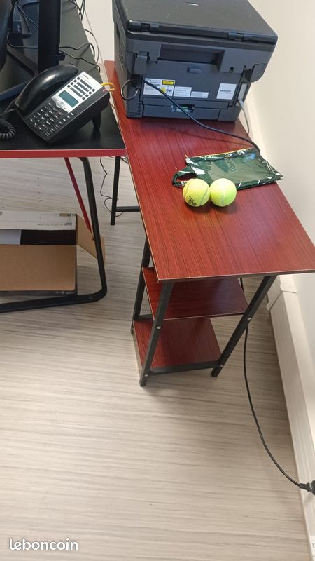 Petite console / étagère bois rouge et structure noire (image 1)