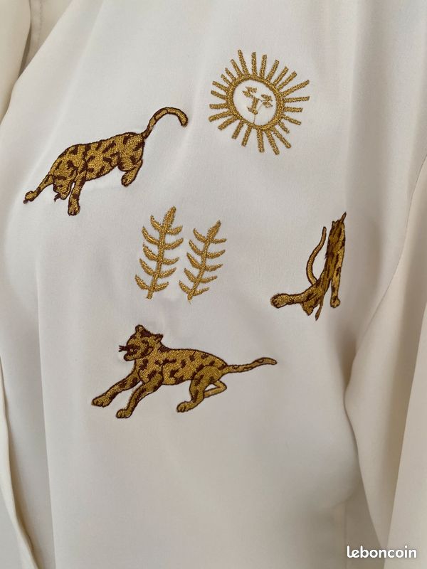 Chemise /chemisier Neuf taille 42/44 polyester imprimé animal écrue (image 3)