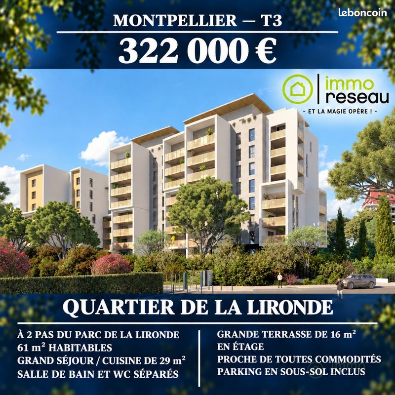 Appartement 3 pièces 60 m² · à Montpellier · 60 m² · 322 000 €