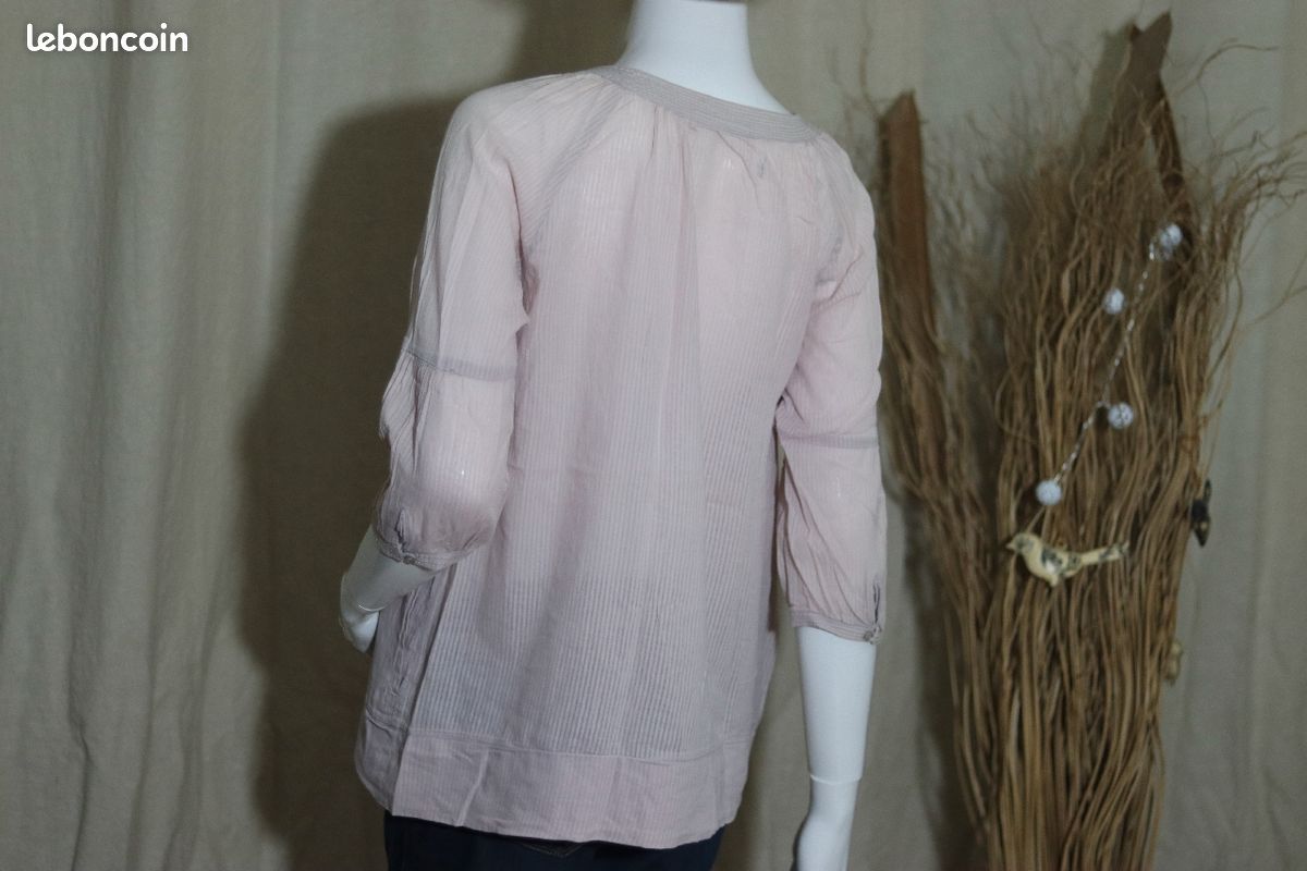 Blouse bouffante rose gris (image 2)