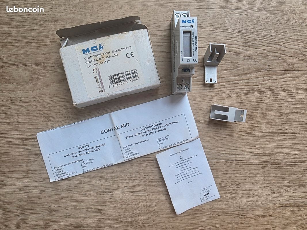 MCI Compteur électrique monophasé CONTAX MID 45A - 230V avec écran LCD (image 1)