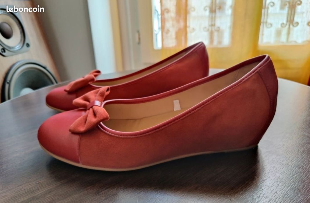 Ballerines ouverte cuir rouge confortissimo femme taille 39