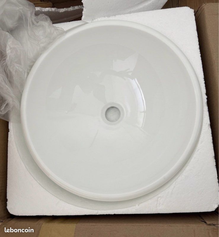 Vasque en verre blanc opalin - NEUF (image 2)