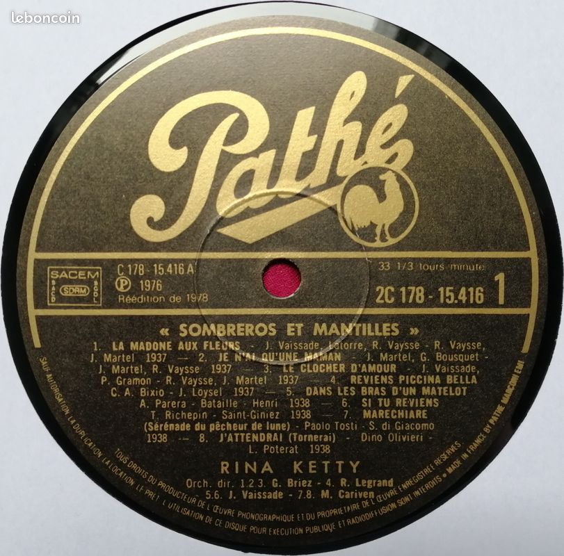 RINA KETTY - Sombreros et Mantilles - Période de 1937 à 1951 - 33 Tours - 1978 (image 4)