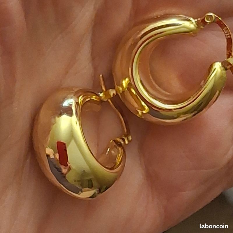 Plaquées Or en Acier Inoxydable, Boucles d’Oreilles Créoles Neuves (image 7)
