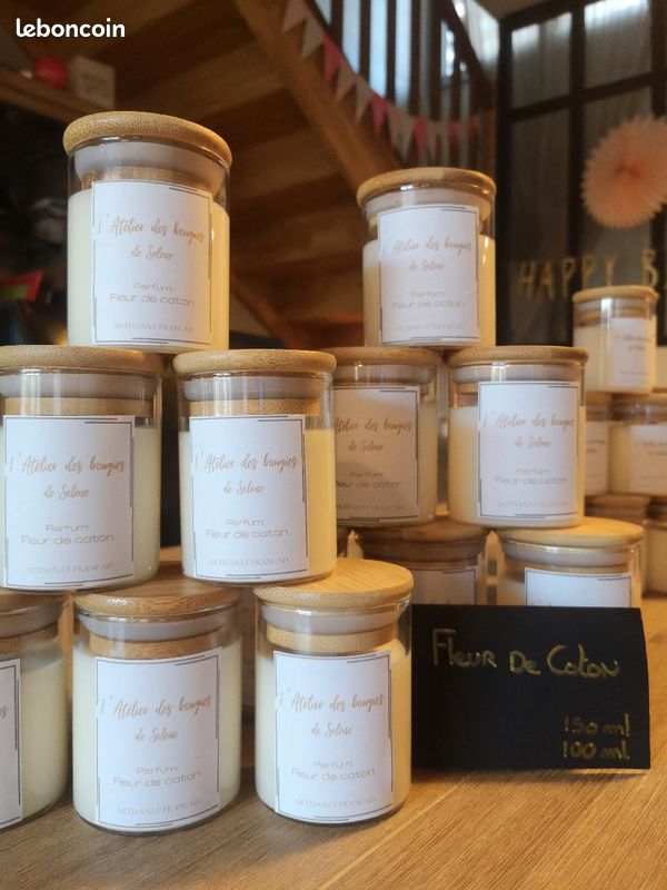 Bougie en cire de soja parfum fleur de coton. Idée cadeau noël (image 1)